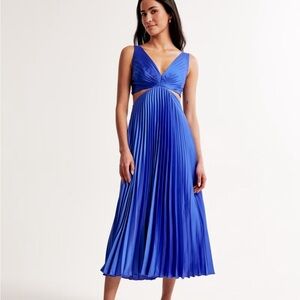 Abercrombie and Fitch Blue Pleated Satin Dress
